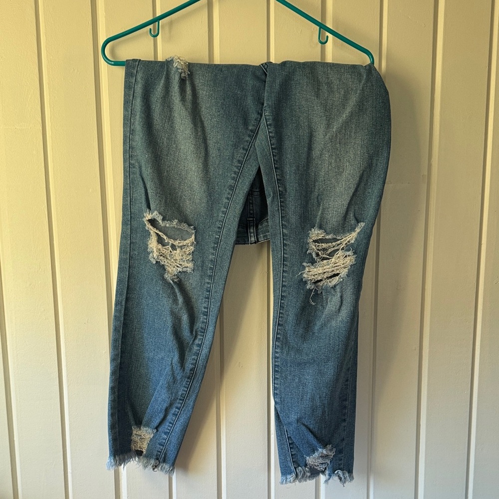 Distressed Blue Jeans